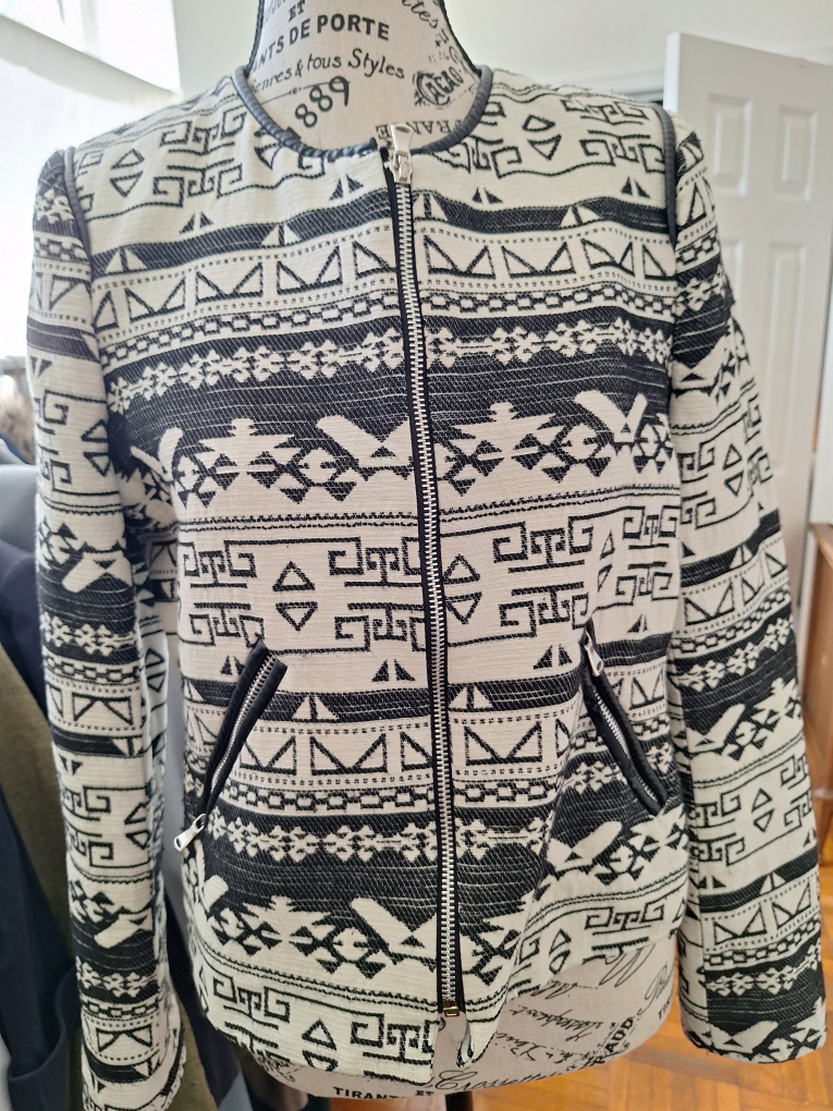 Zara Black and White Aztec Print Jacket