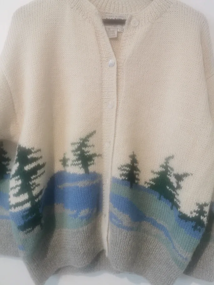 vintage hand knit medium cardigan alpaca image indicator(6)