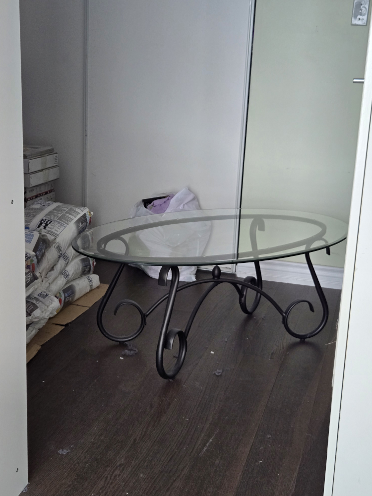 Glass-top Coffee Table with Metal Frame