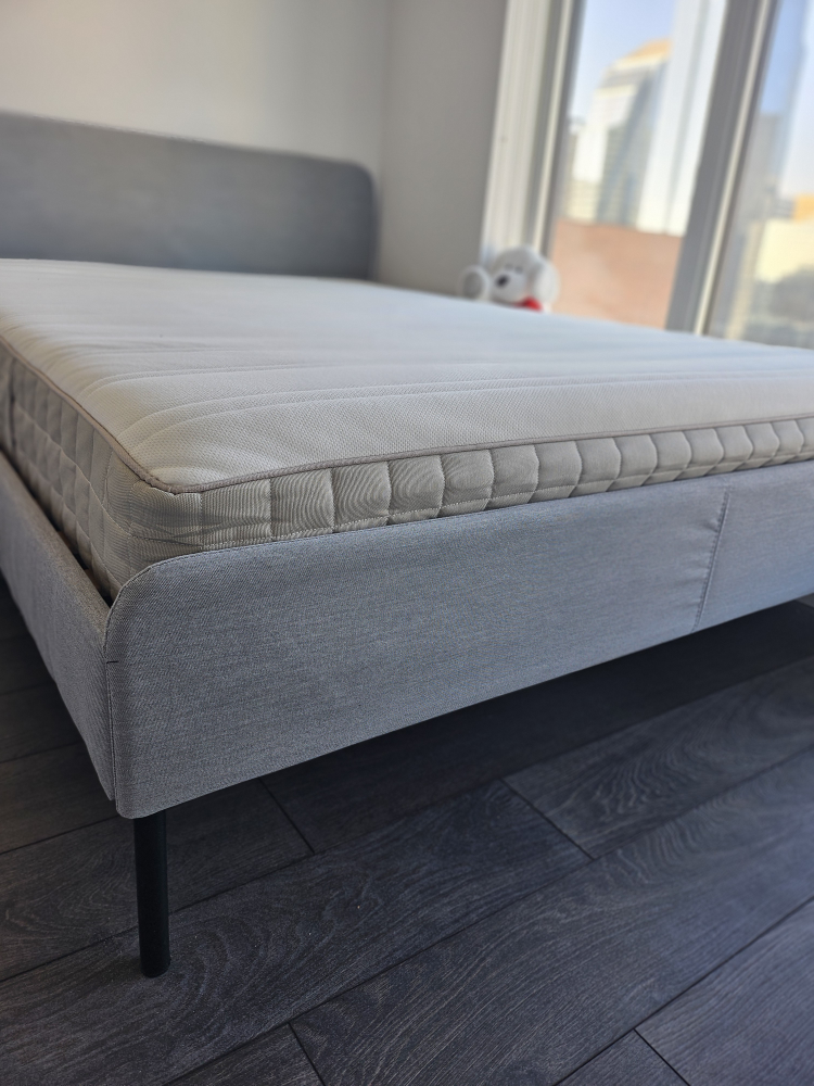 IKEA Grey Fabric Bed Frame with Mattress - photo 2