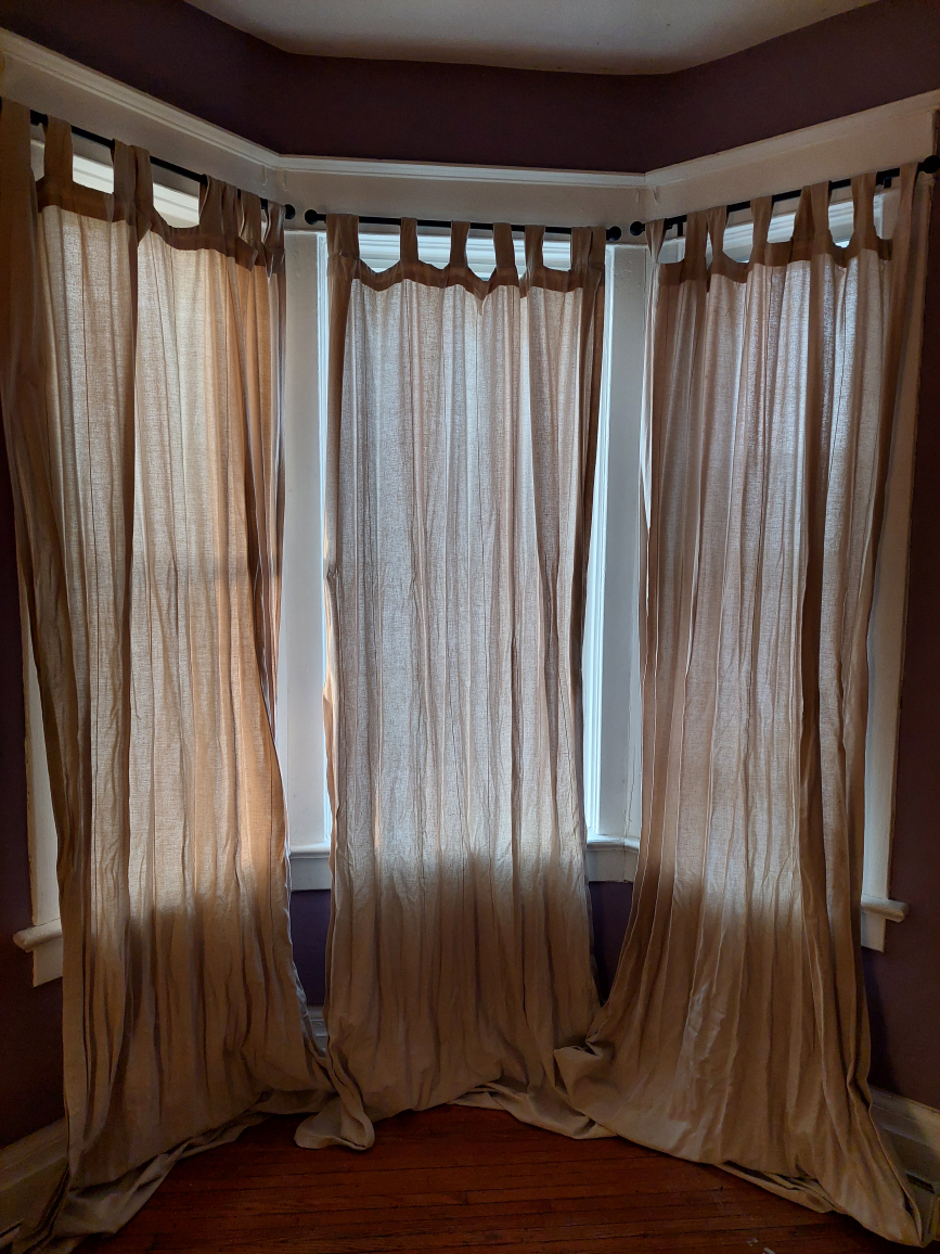 Light Beige Linen Curtains - Set of 4