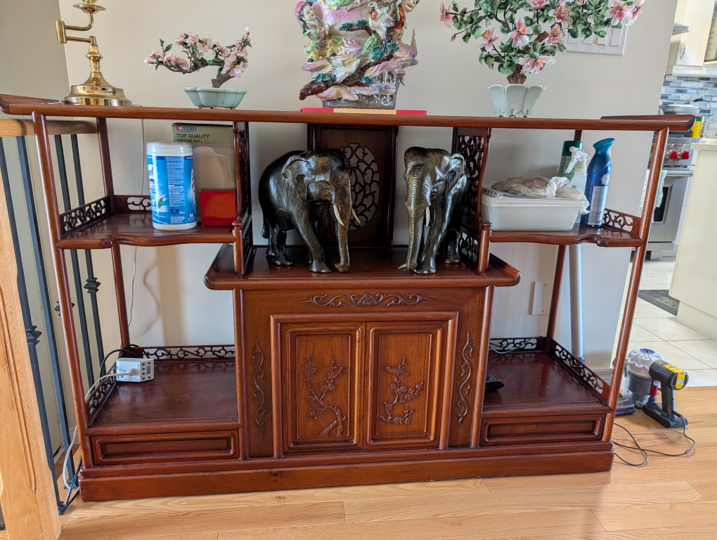 Antique-Style Wooden Cabinet with Shelves