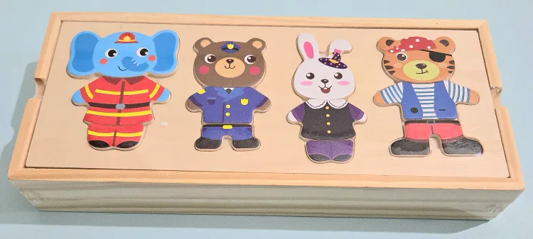 Wooden Animal Dress-Up Puzzle Toy for Kids image indicator(4)