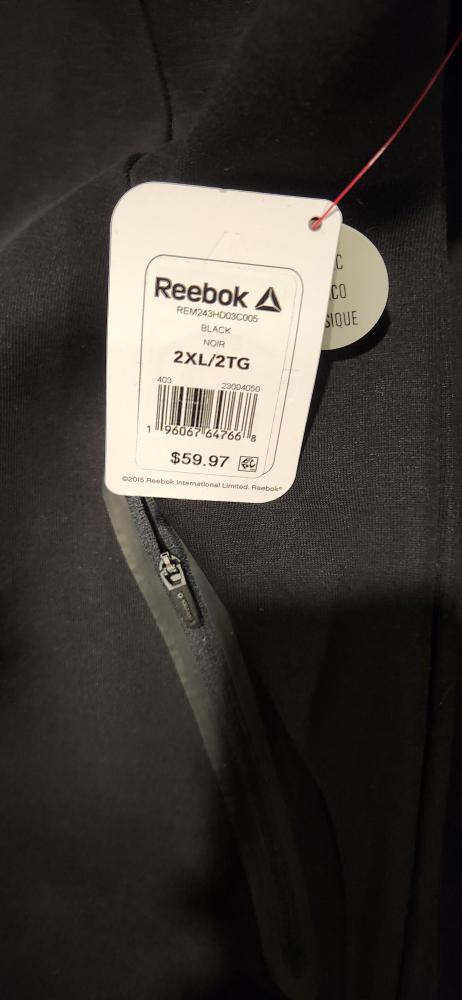 New Reebok Men's 2XL Black Fleece Joggers and Hoodie Set - photo 2