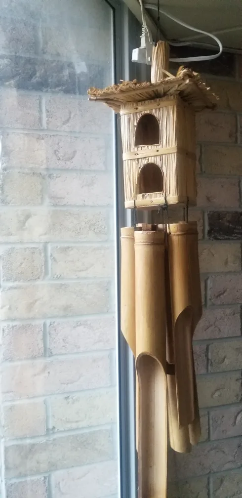 Bamboo Wind Chime with Thatch Roof House image indicator(4)