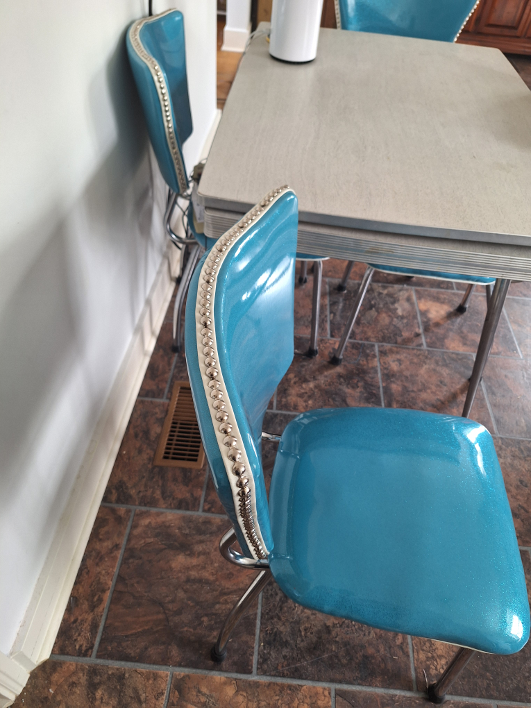 Vintage Teal Retro Kitchen Table and Four Chairs - photo 2