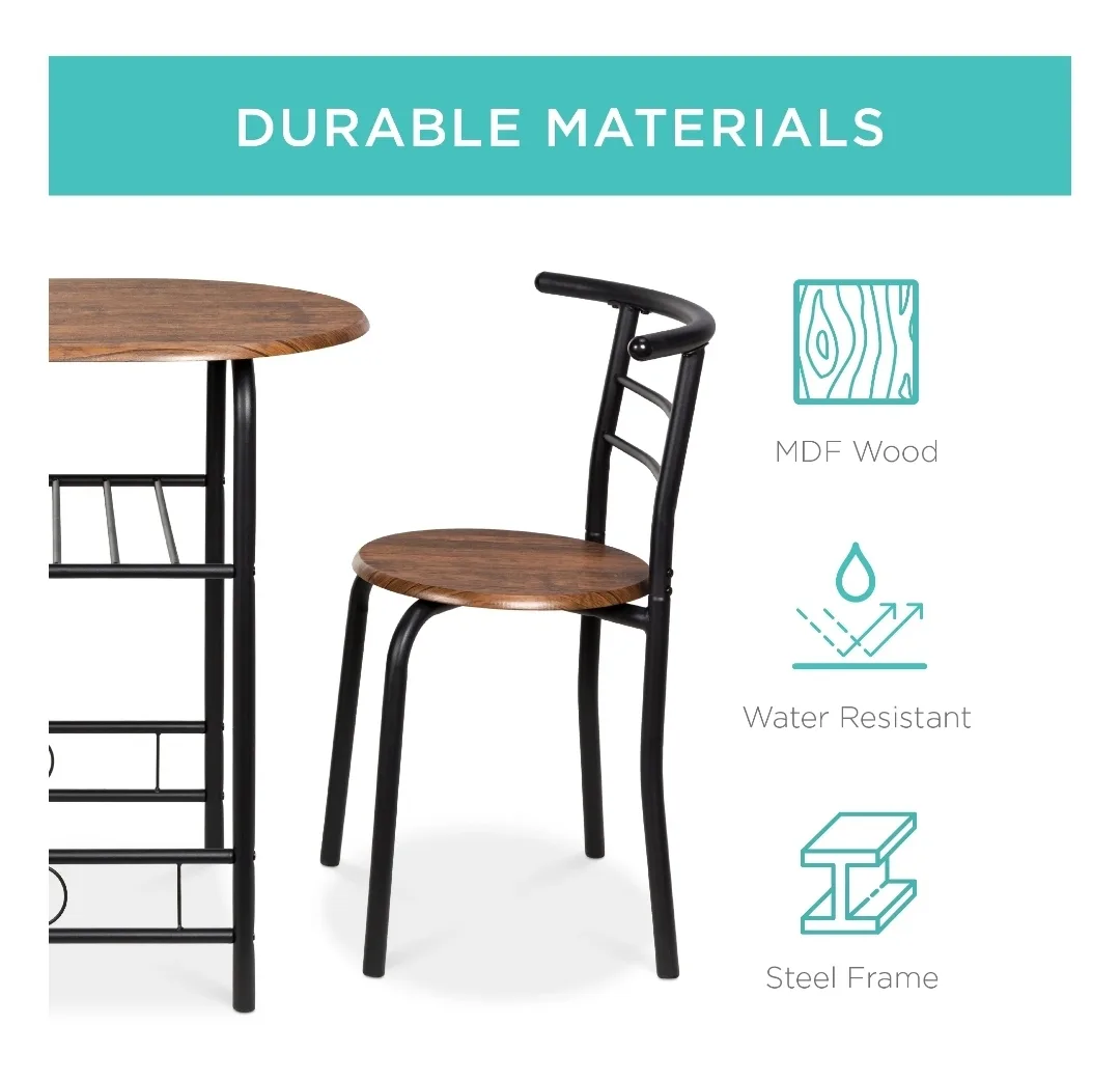 3-Piece Kitchen Table Set with Storage (Space saver) image indicator(7)