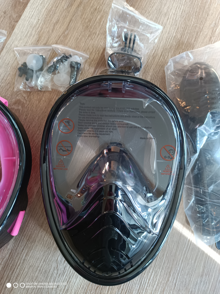 2 New Full Face Snorkelling Masks - Pink & Black - photo 3