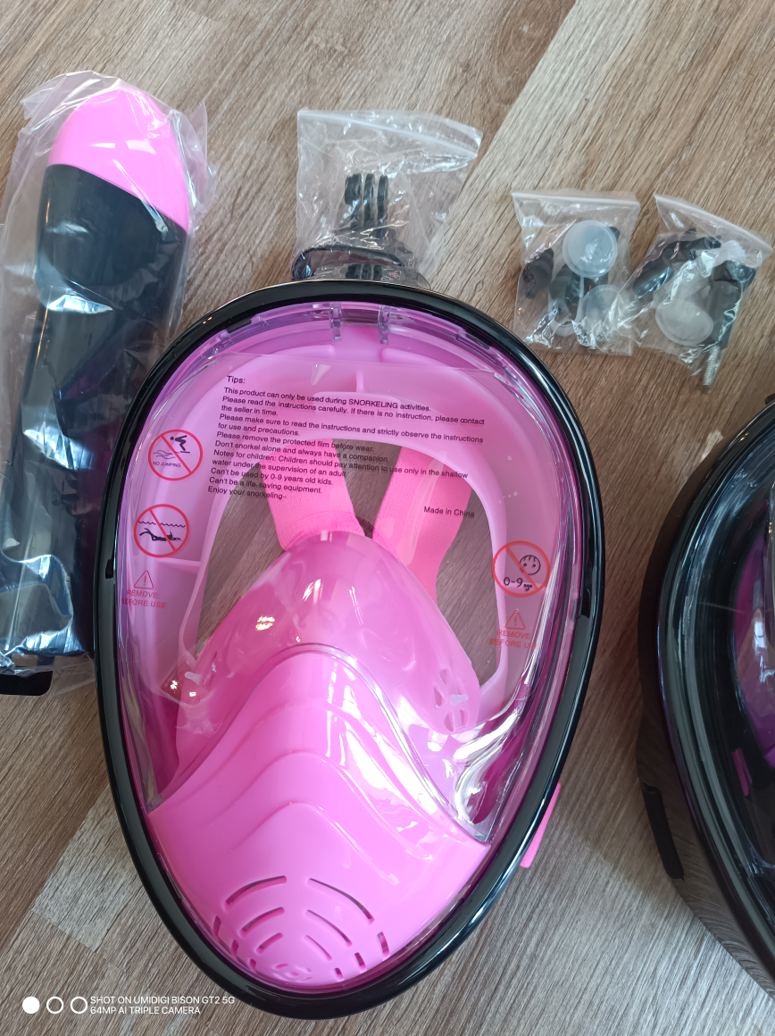 2 New Full Face Snorkelling Masks - Pink & Black - photo 4