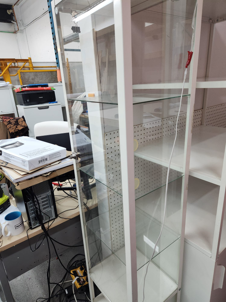 White Metal Display Cabinet with Glass Shelves - photo 2