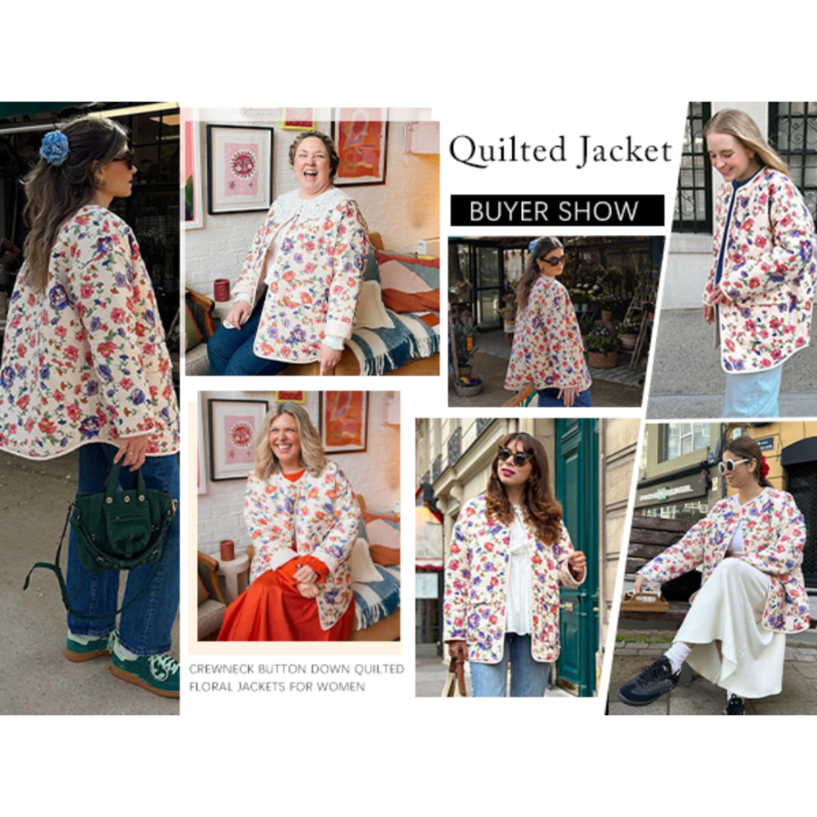 sezane style Women's Floral Puffer Quilted Jacket - photo 2