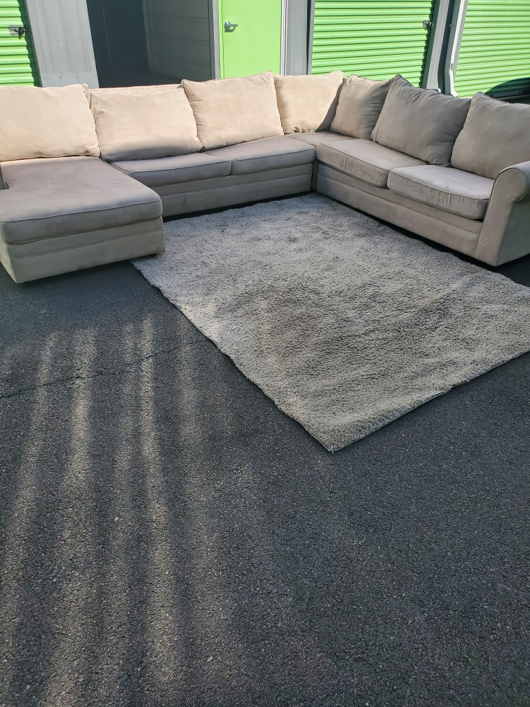Beige Sectional Sofa with Chaise Lounge - photo 2
