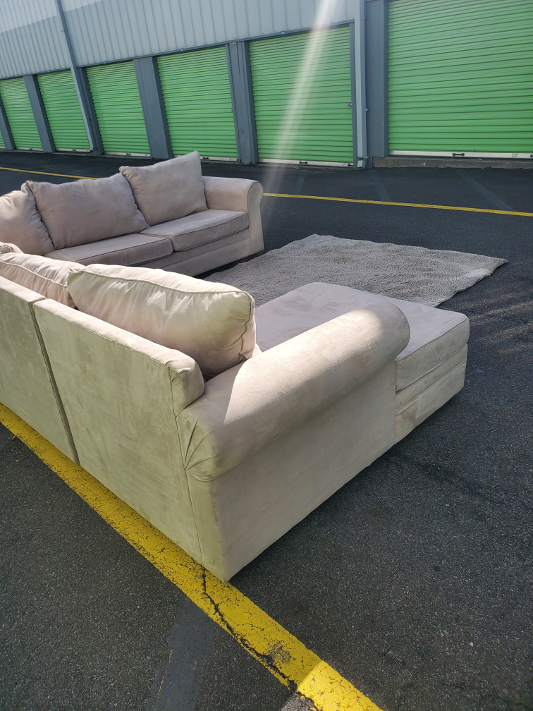 Beige Sectional Sofa with Chaise Lounge - photo 4