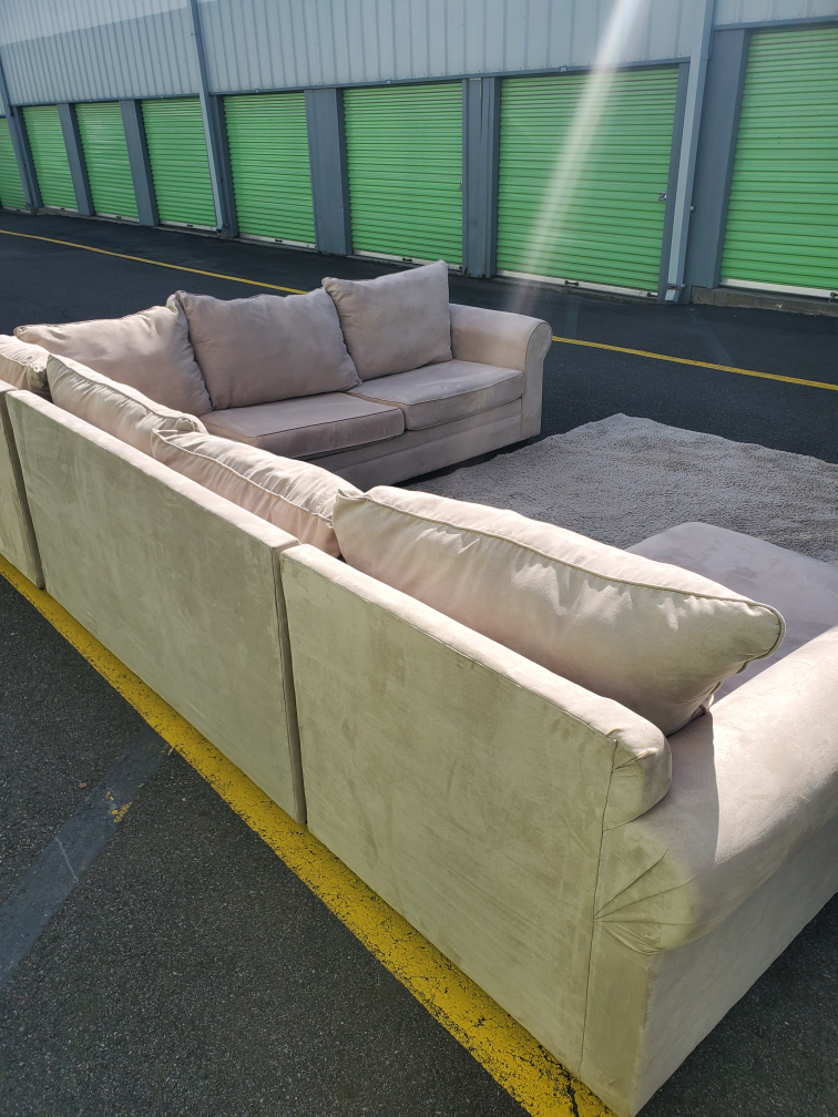 Beige Sectional Sofa with Chaise Lounge - photo 5