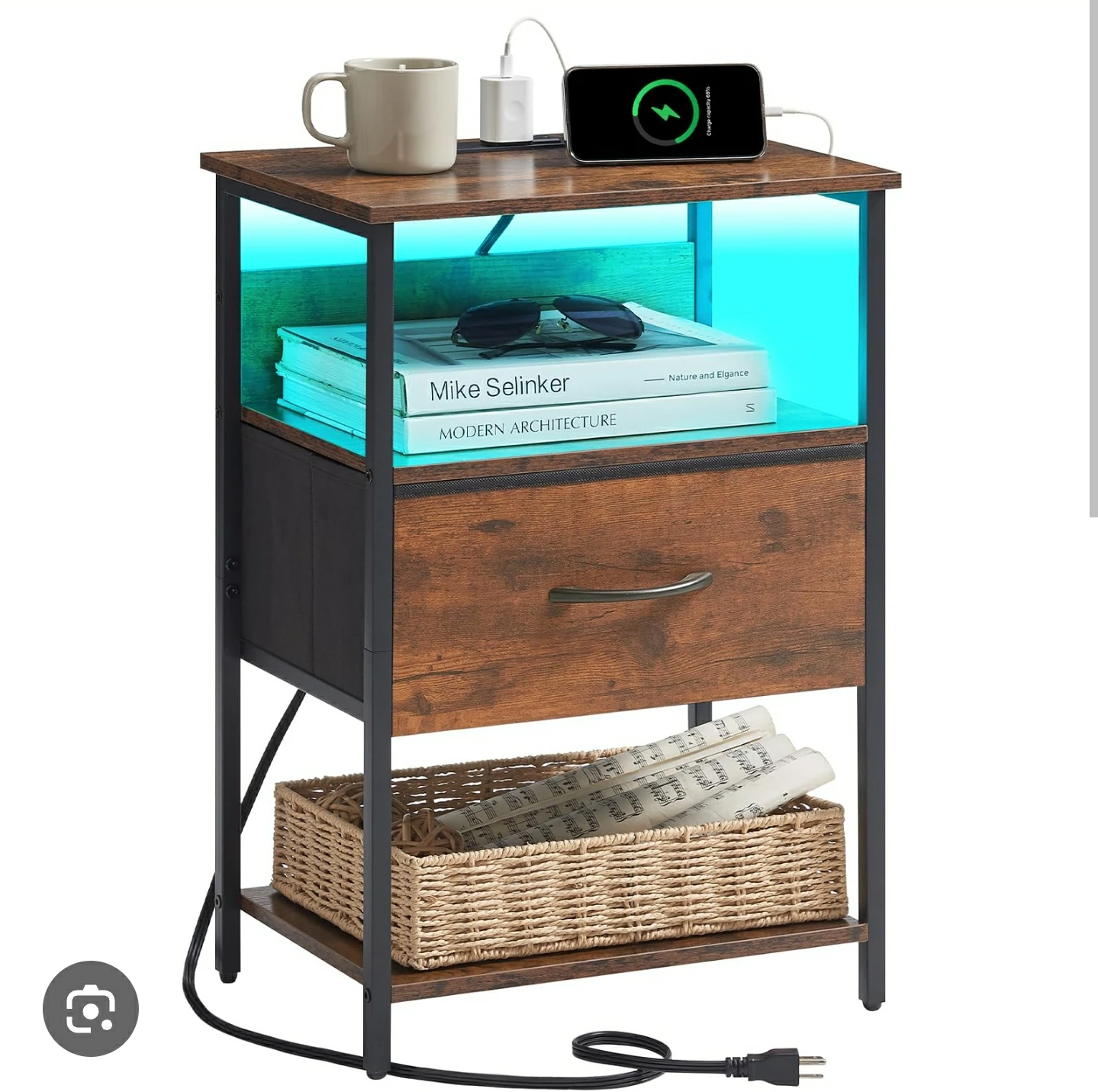 BRAND NEW NIGHTSTAND WITH CHARGING STATION - photo 2