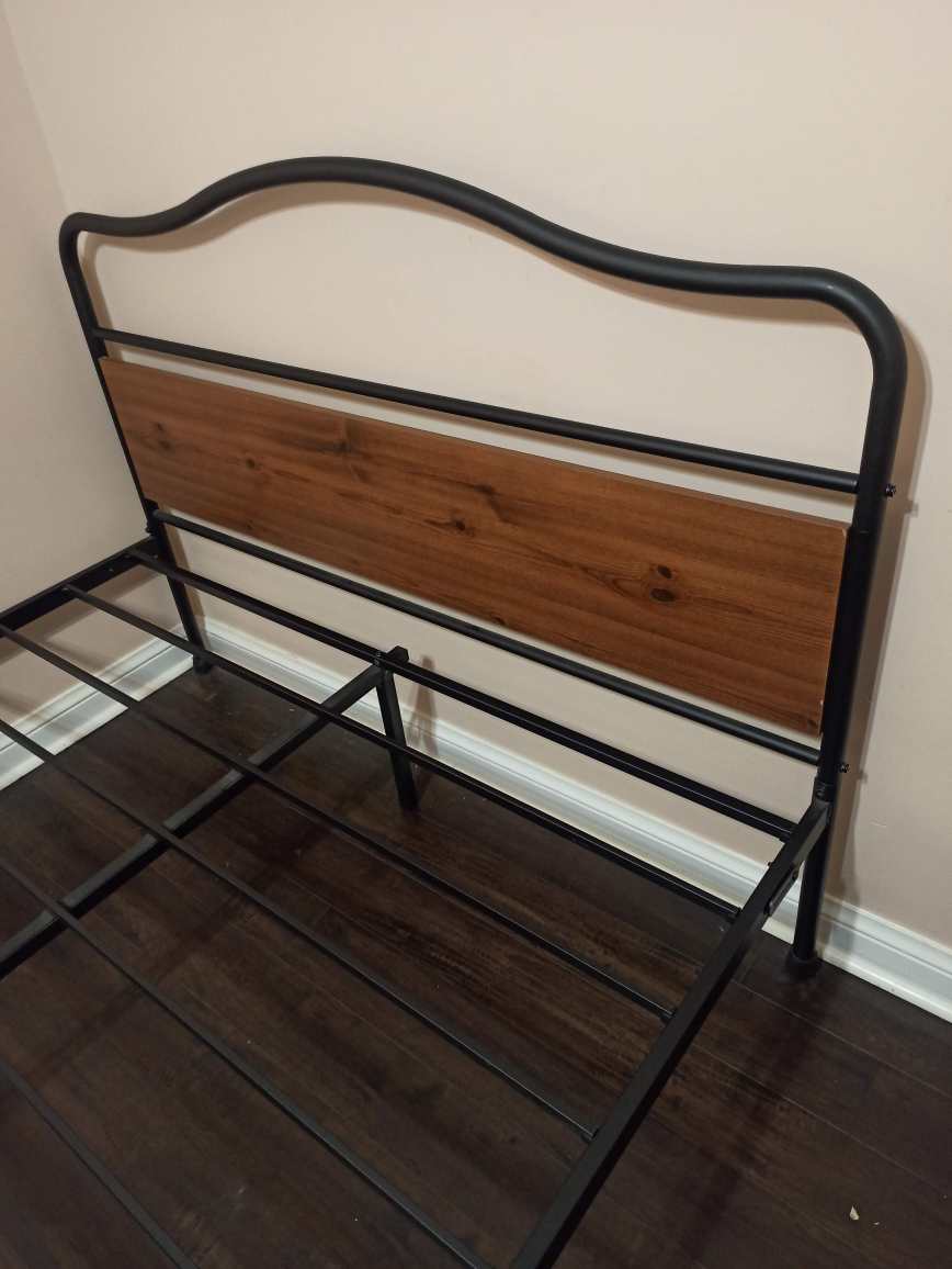 Queen Metal Bed Frame with Wood Headboard - photo 3