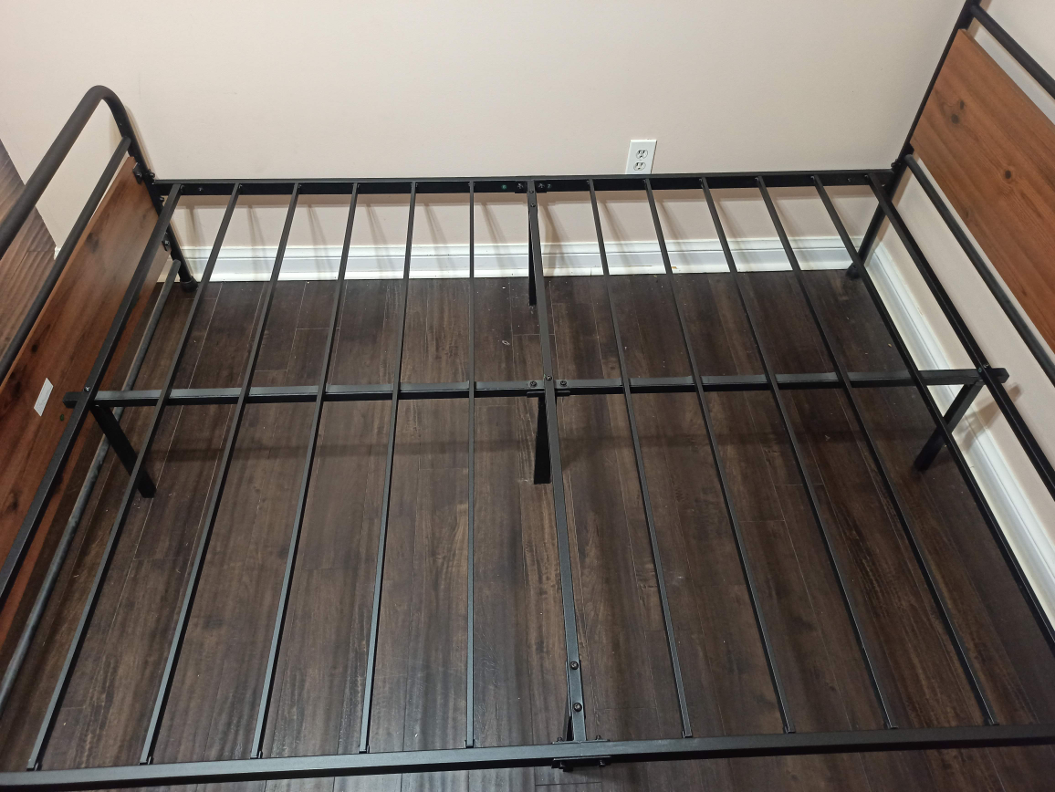 Queen Metal Bed Frame with Wood Headboard - photo 5