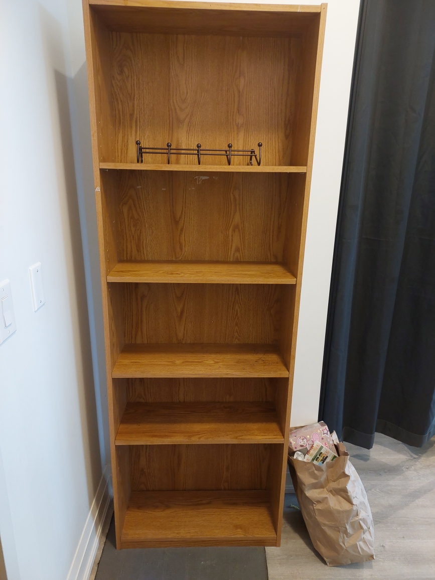 Oak Wood Bookcase with 4 Shelves