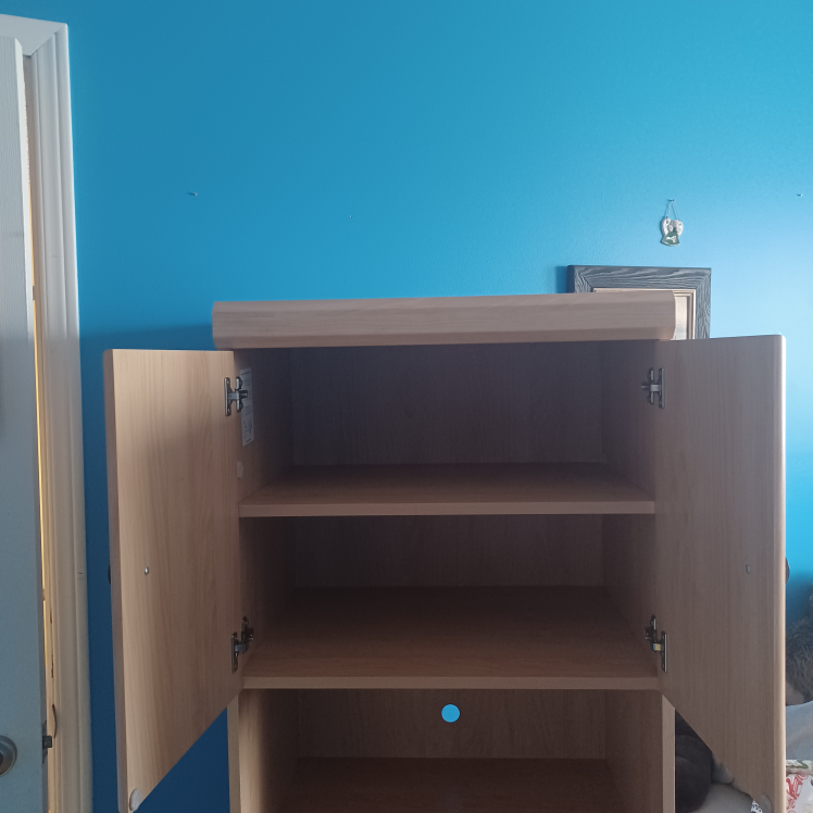 Wooden Storage Cabinet with Shelves and Drawer - photo 2