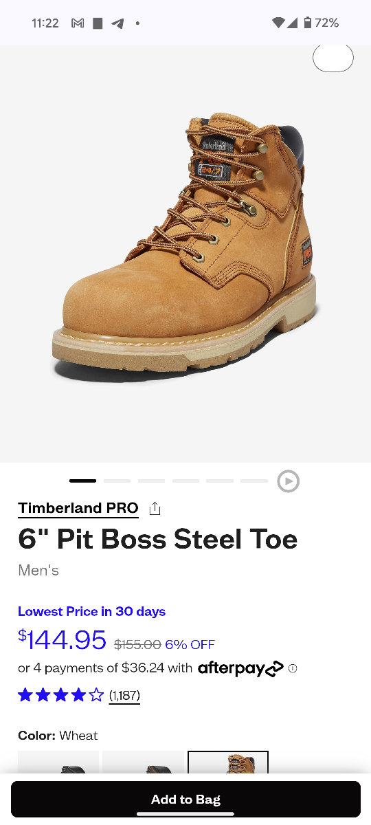 Timberland PRO 6" Pit Boss Steel Toe Boots - Men's Size 10 Wheat - photo 4