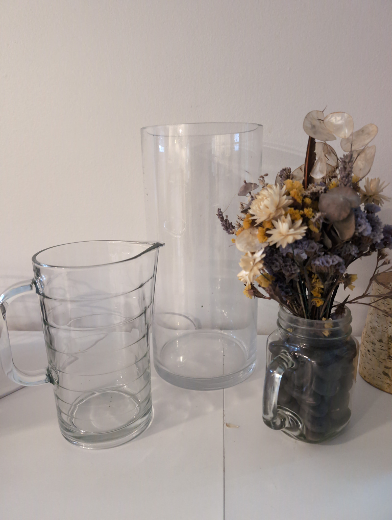 Set of three glass containers