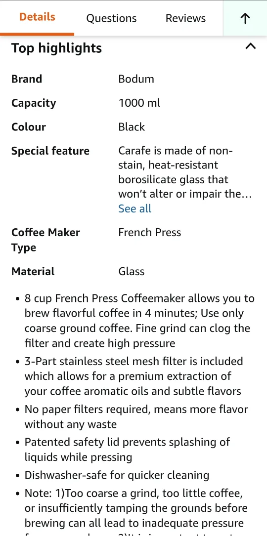 Bodum French Press Coffee Maker image indicator(5)