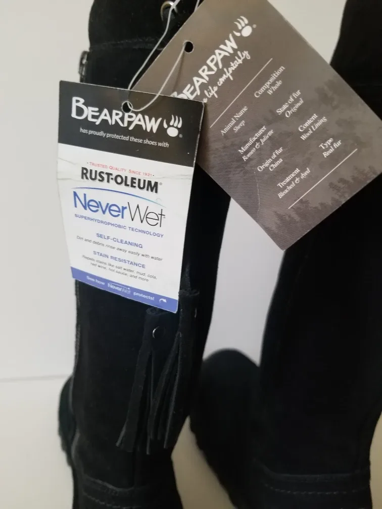 Bearpaw Women's Black Suede Tall Boots image indicator(3)