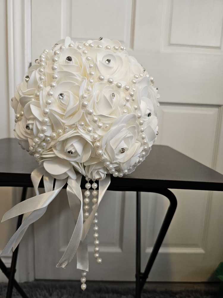 Elegant Pearl and Rhinestone Wedding Bouquet