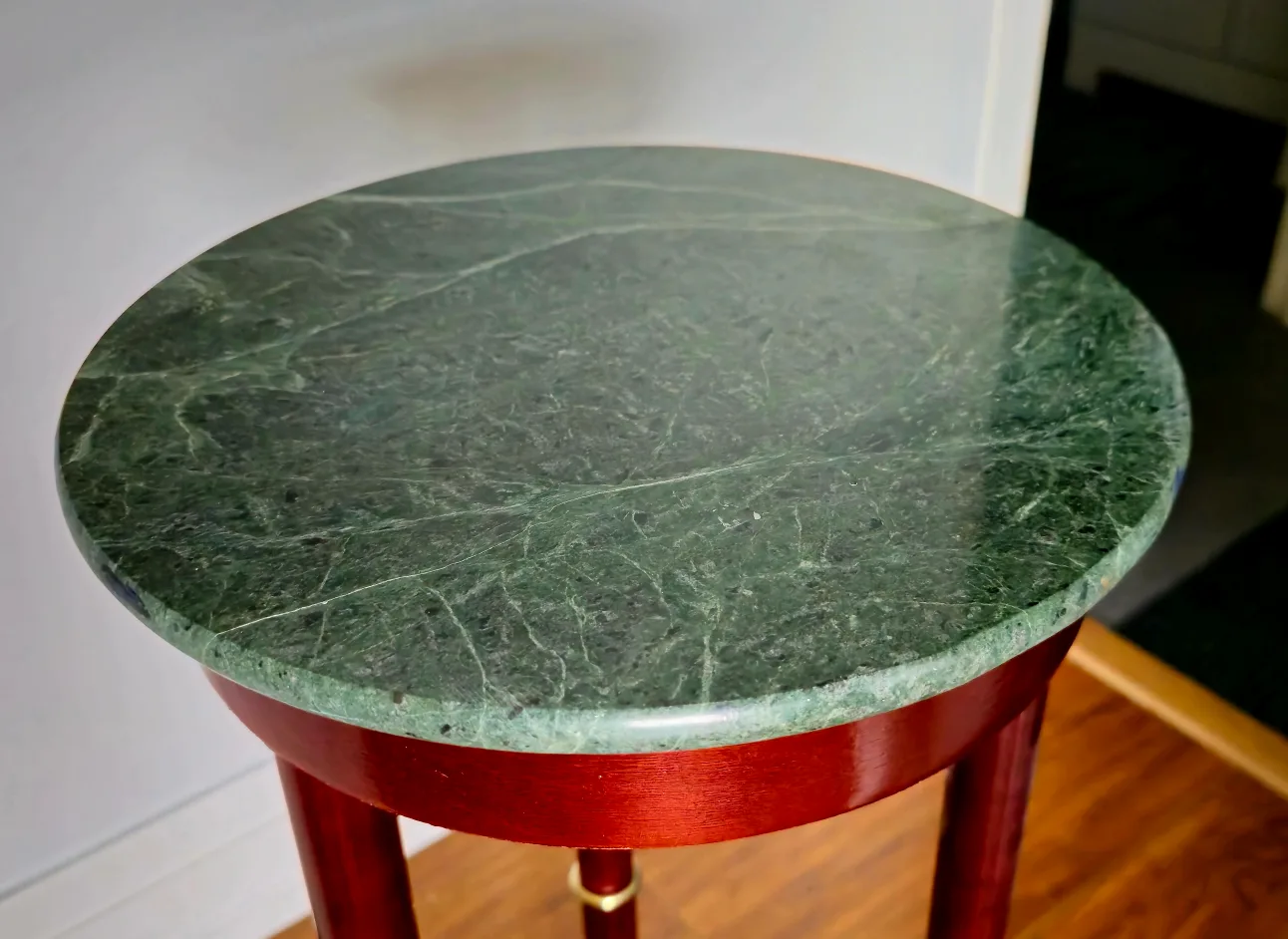 Round Green Marble Top Accent Table Merlot image indicator(3)