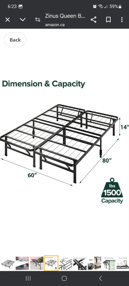 Zinus Queen Size Metal Bed Frame foldable image indicator(3)