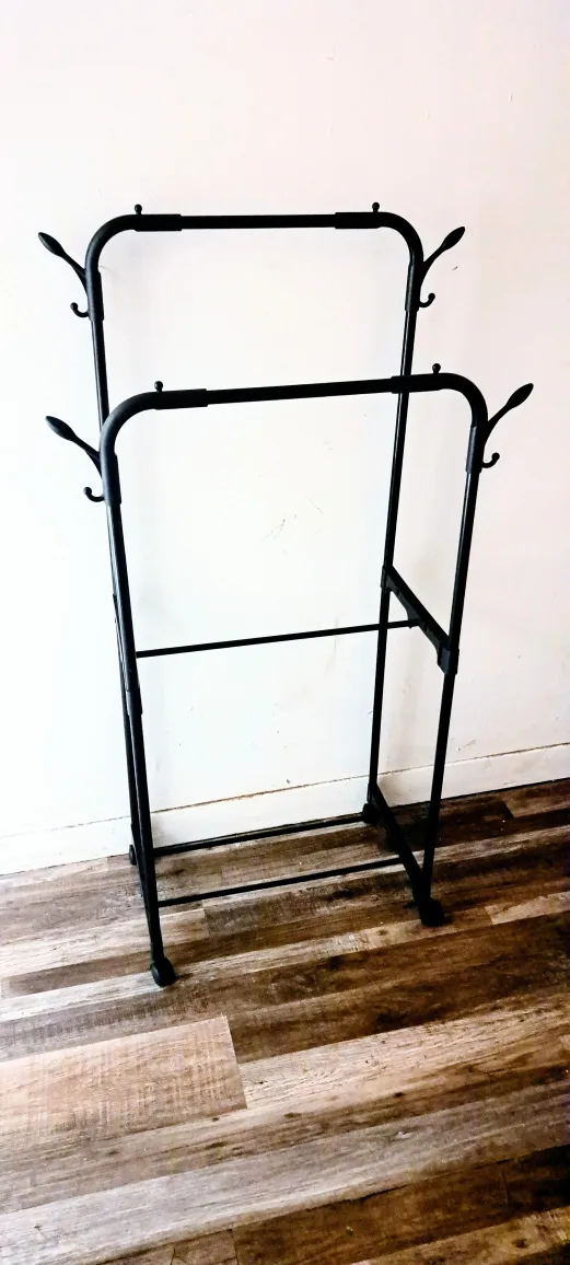 Black Double Clothing/Towel Rack image indicator(2)