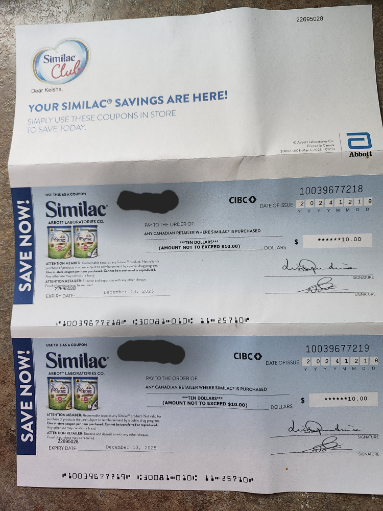 Two Similac $10 Coupons ##freecycle