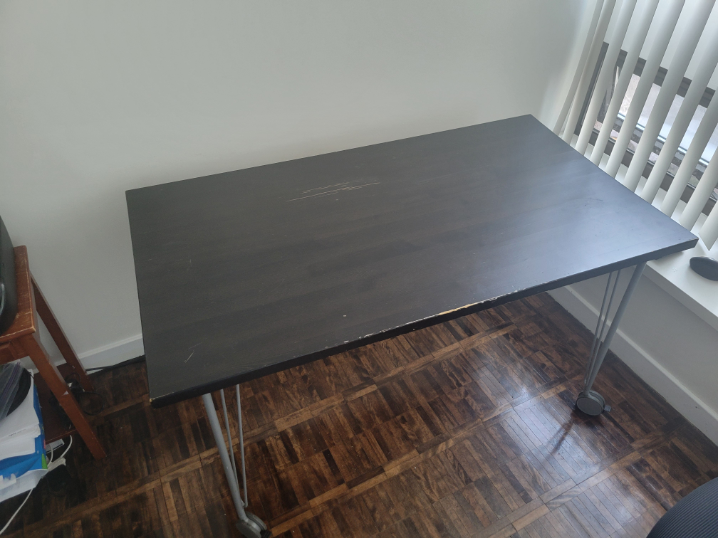 Dark Brown Desk with Metal Legs With Wheels - photo 5