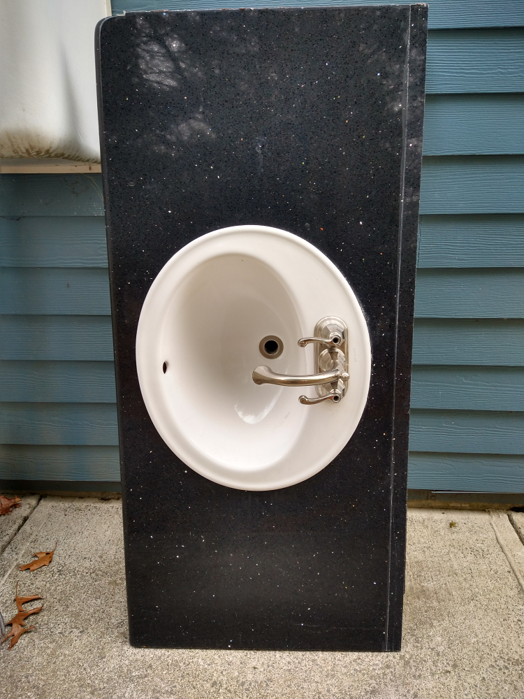 Black Granite Vanity Top with Oval Sink and Faucet - photo 2