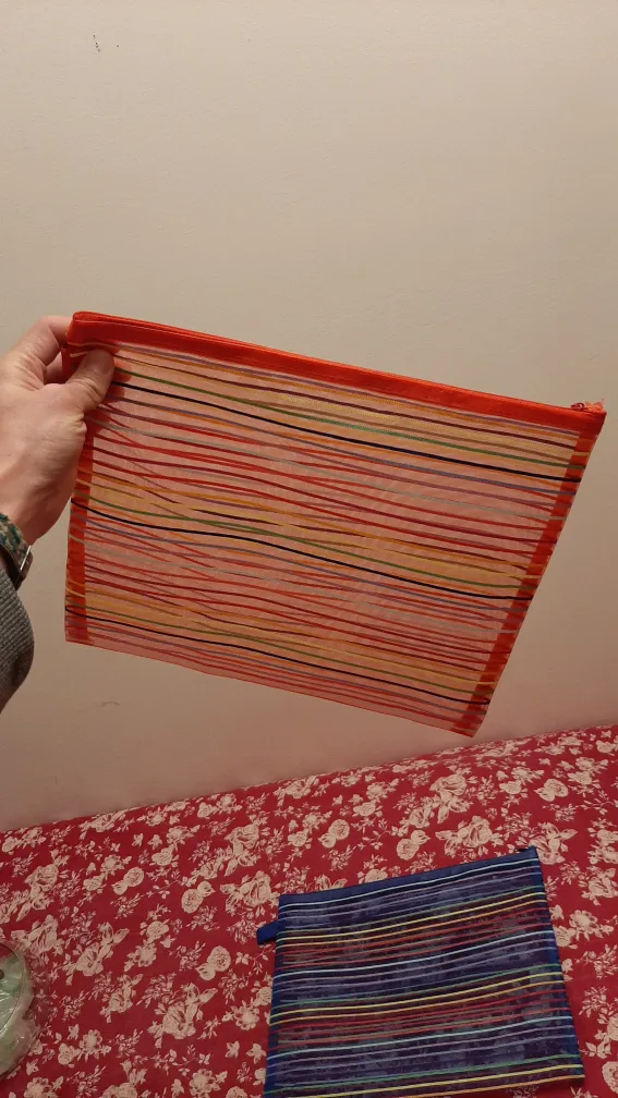 Two Mesh Zipper Pouches, Rainbow Stripes image indicator(2)