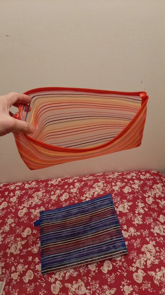 Two Mesh Zipper Pouches, Rainbow Stripes image indicator(3)