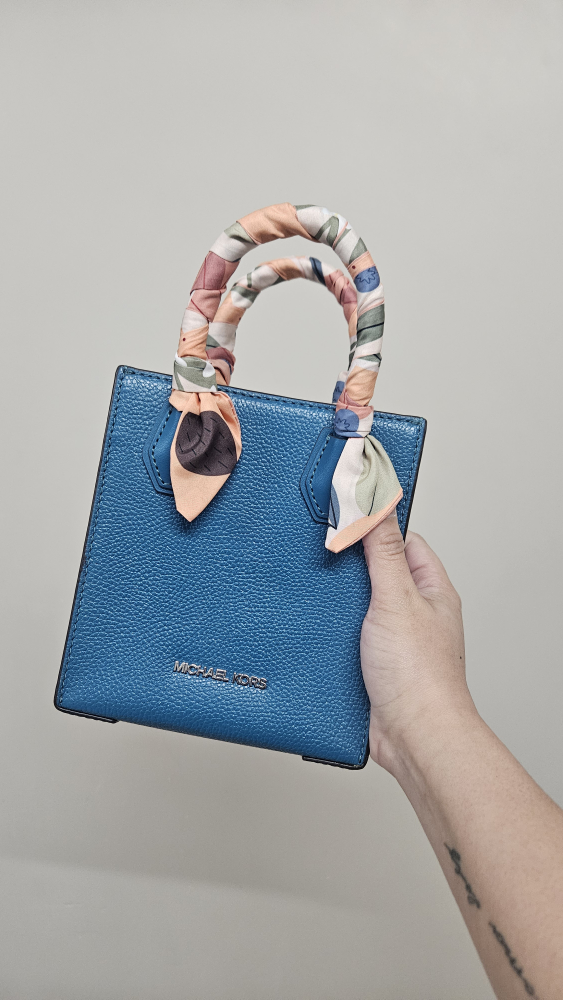 Michael Kors Blue Mini Tote Bag with Scarf Detail - photo 4