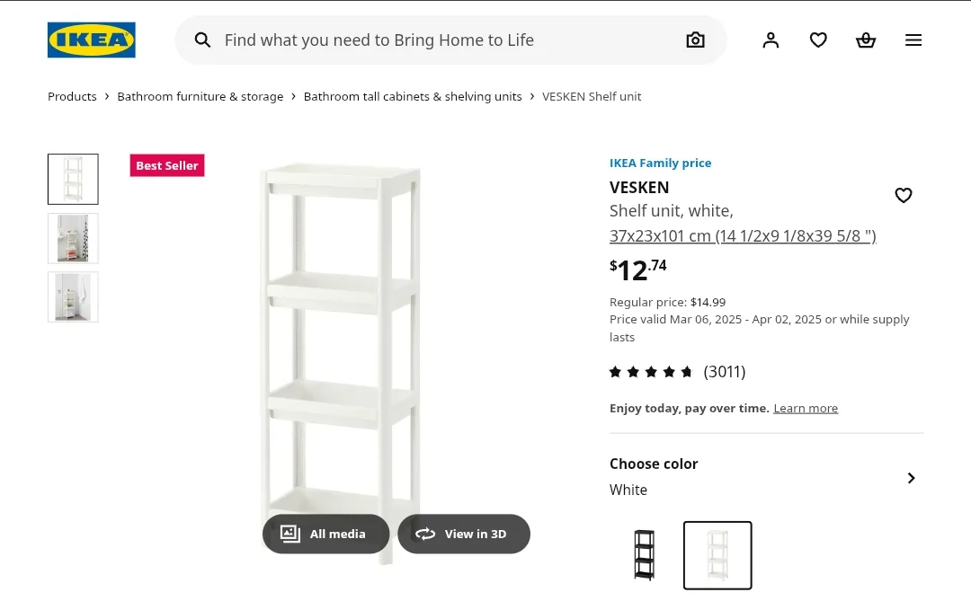 IKEA VESKEN Shelf Unit - White image indicator(2)