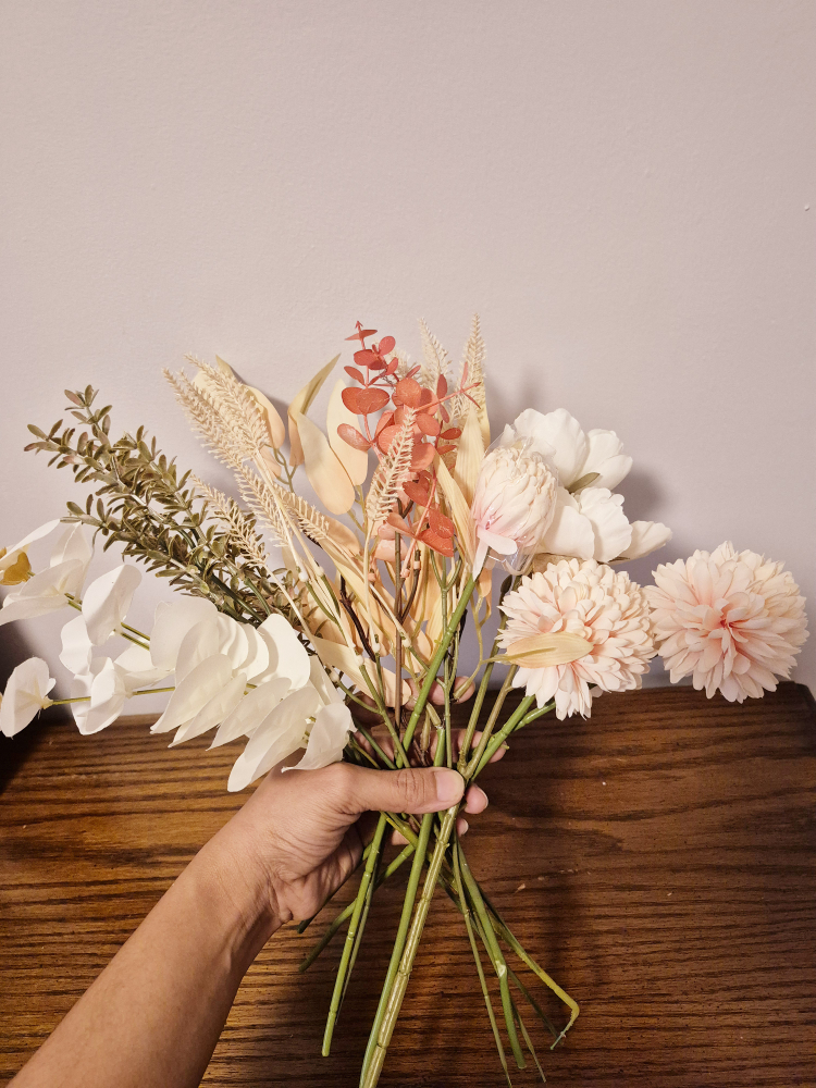 Artificial Flower Bouquet - Peach and Cream