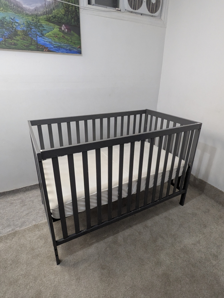 Dark Grey Baby Crib with Mattress - photo 5