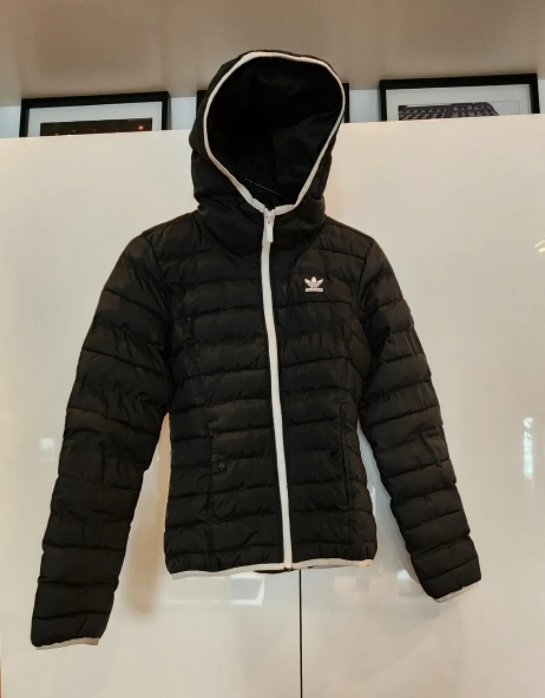 Adidas Black Puffer Jacket with White Trim image indicator(3)