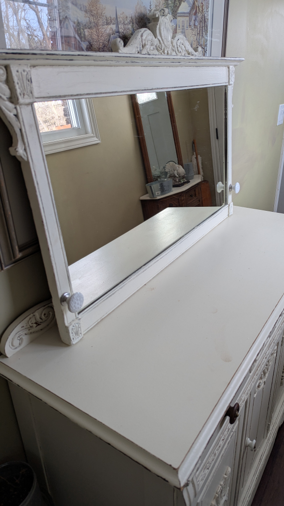 Vintage White Sideboard with Mirror - photo 2