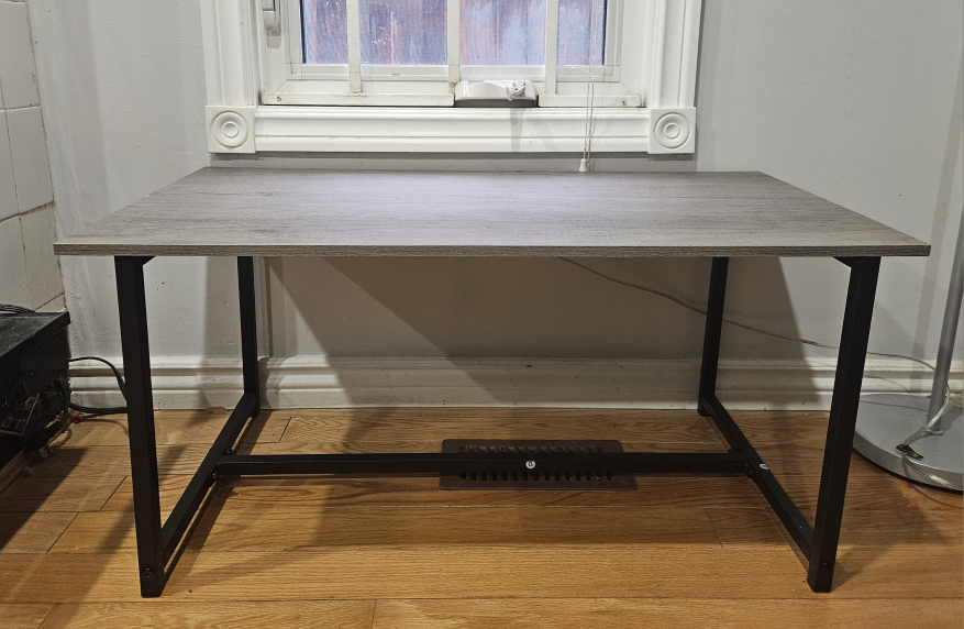 Modern Grey Wood-Look Coffee Table with Black Metal Frame