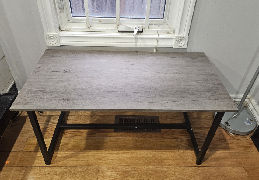 Modern Grey Wood-Look Coffee Table with Black Metal Frame - photo 2