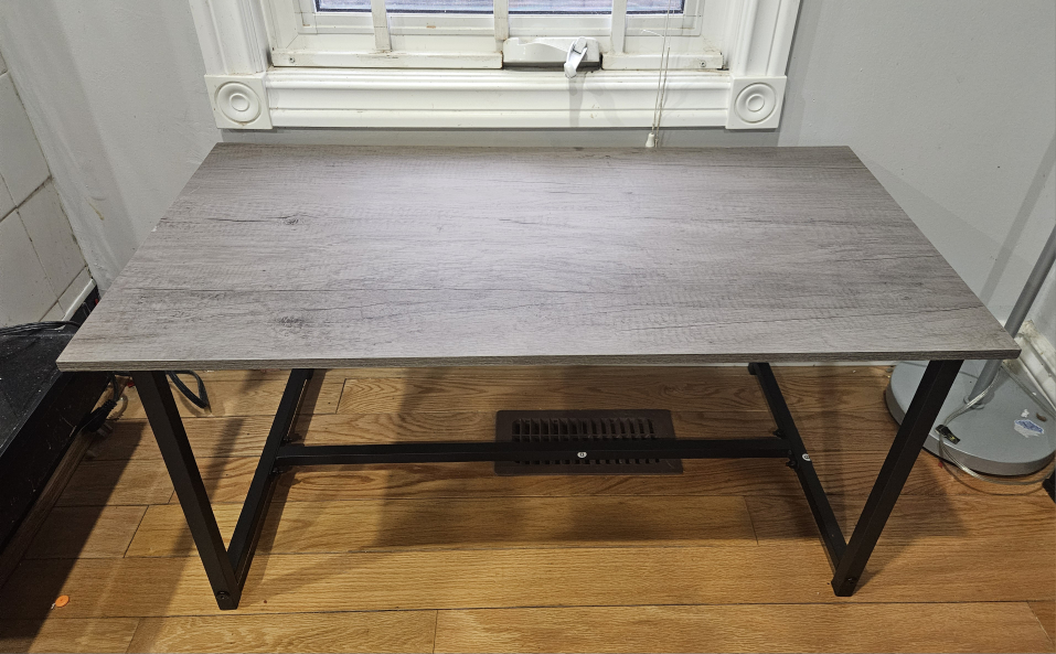 Modern Grey Wood-Look Coffee Table with Black Metal Frame - photo 3