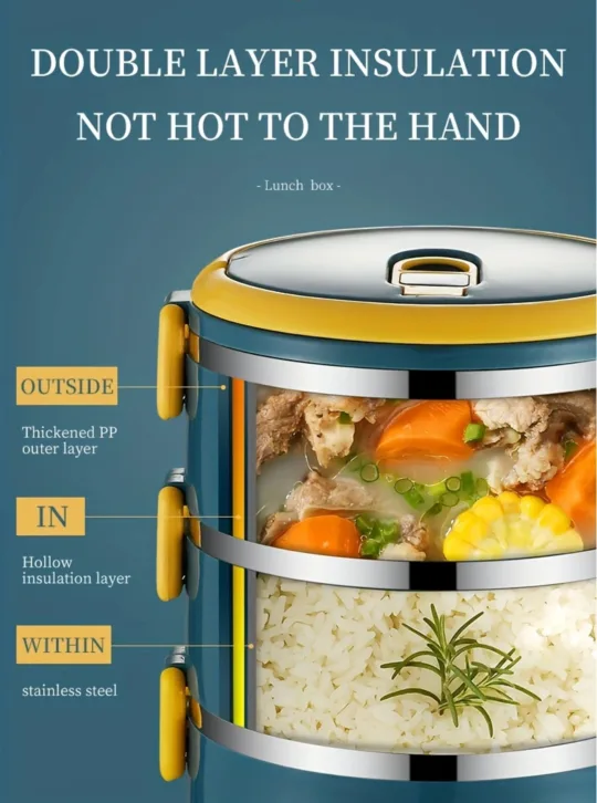 Stainless Steel Lunch Box with Carrying Bag and Cutlery $ 5 image indicator(9)