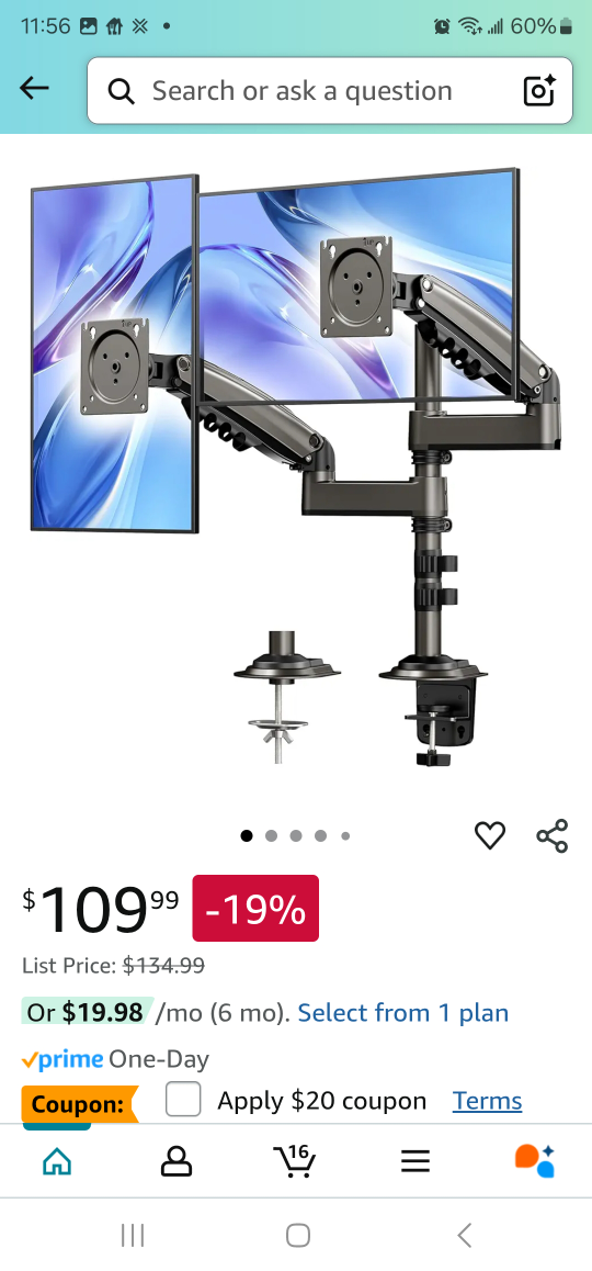 HUANUO Dual Monitor Desk Mount Arm - HNDS8 - photo 3