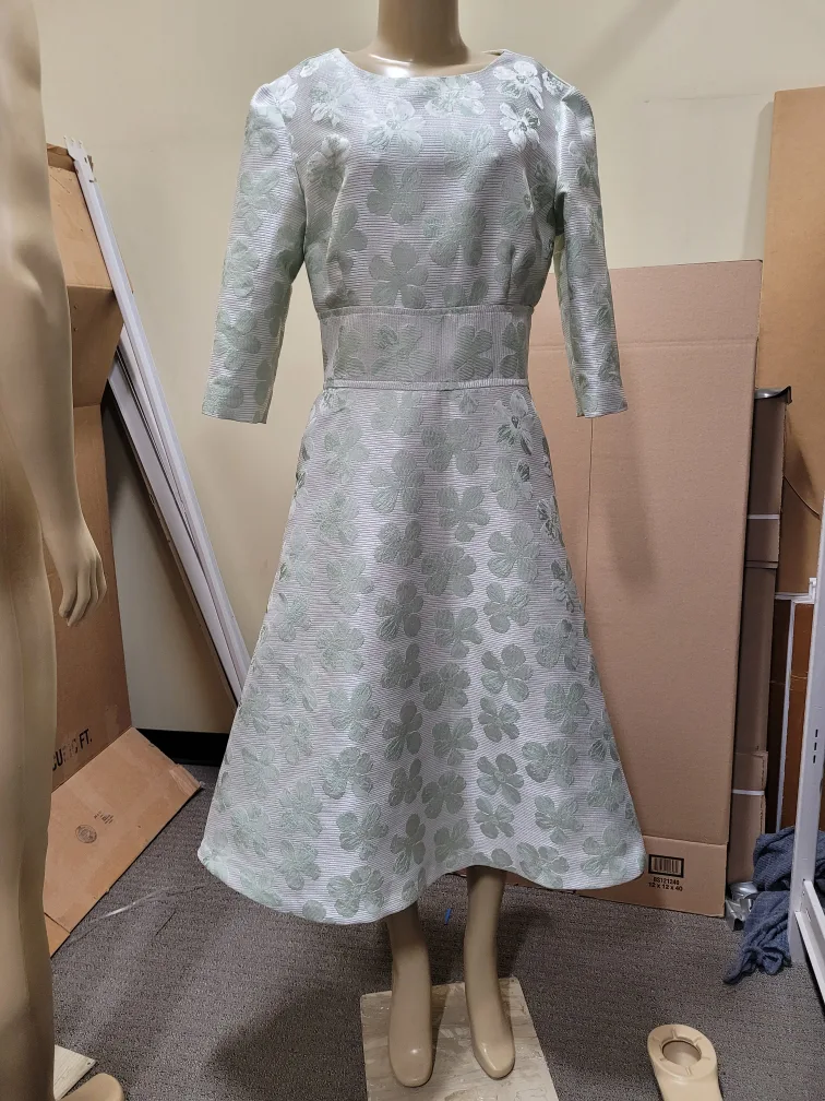 Sage Green Floral Fit and Flare Dress image indicator(8)