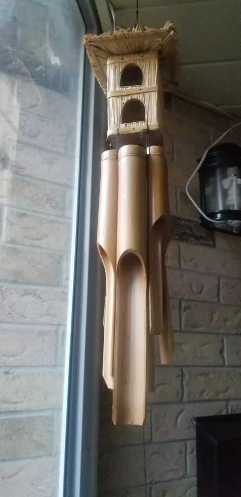 Bamboo Wind Chime with Thatch Roof House image indicator(5)