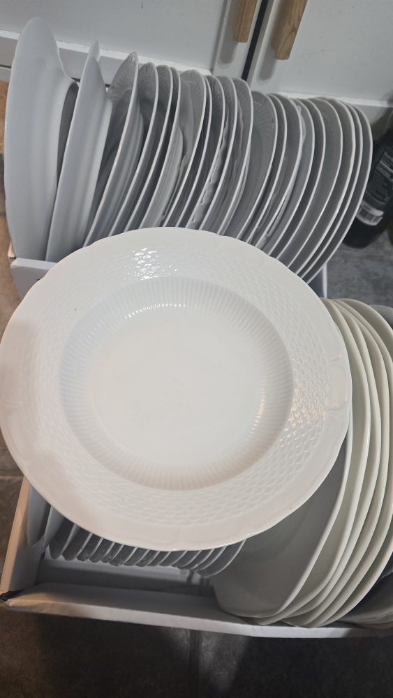 Set of White Porcelain Plates